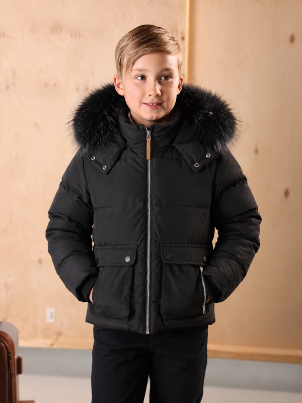 Black Large Zippered Pockets Coats