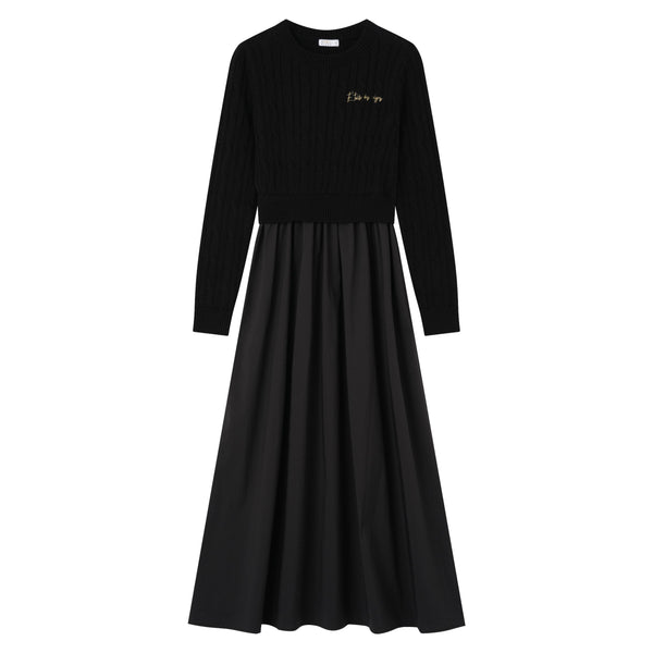 Black Cabled Robe Dress