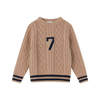 Tan Cableknit Graphic Sweater