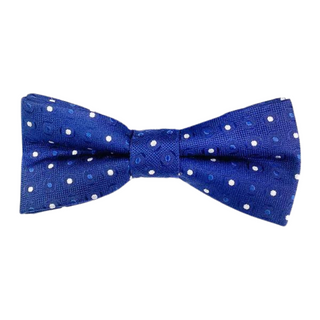 White Blue Dots Bow Tie