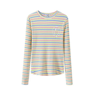 Rainbow Striped Smile Long Sleeve Tee