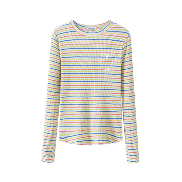 Rainbow Striped Smile Long Sleeve Tee