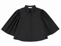 Black 3/4 Sleeve Taffeta Blouse