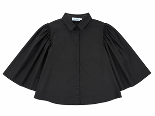 Black 3/4 Sleeve Taffeta Blouse