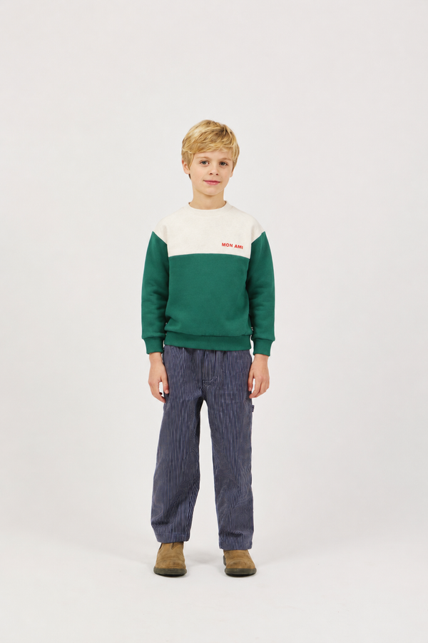 Green Two Tone Fleece Crewneck