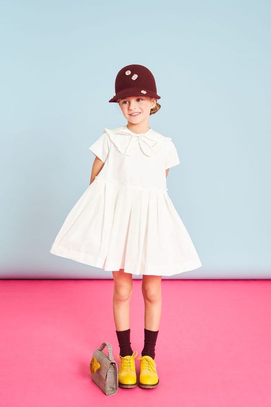 Cream Taffeta Pleated Dress