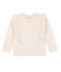 Cream Eyelet Ruffle Crewneck