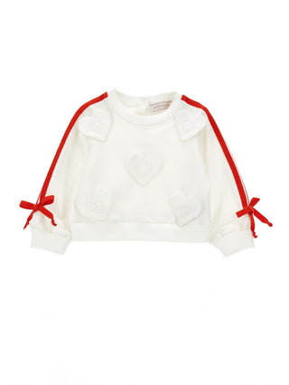 White Heart with Red Bow Trim Crewneck