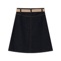 Blue Denim Belted Skirt