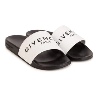 White Givenchy Logo Slides