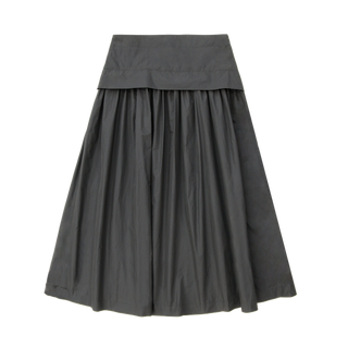 Black Taffeta Drop Waist Skirt