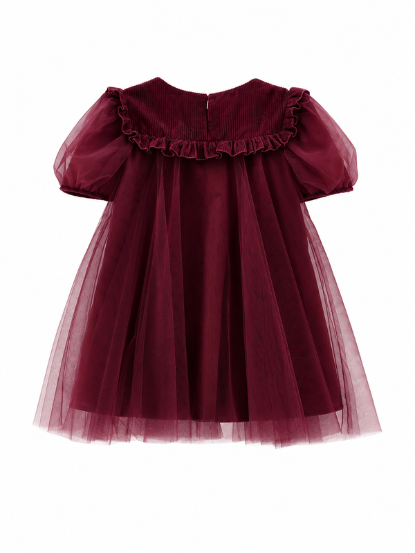 Plum Cord and Tulle Party Dress