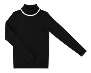 Teen Black Ribbed Turtleneck