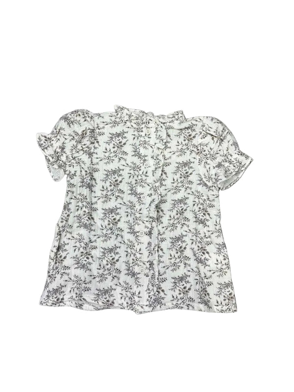 Cream Floral Short Sleeve Blouse