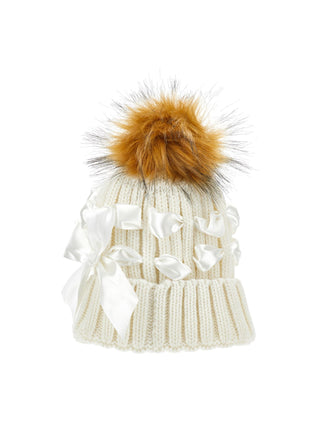 White Knit Bow Hat