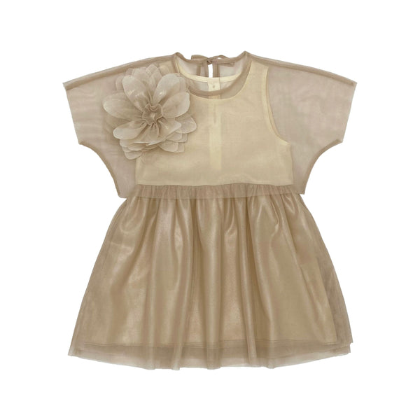 Gold Tulle Flower Pin Dress