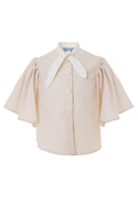 Beige Wide-Sleeve Cotton Shirt