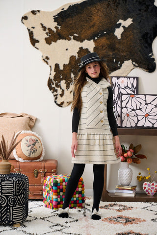 Ivory with Black Stripe Boucle Jumper