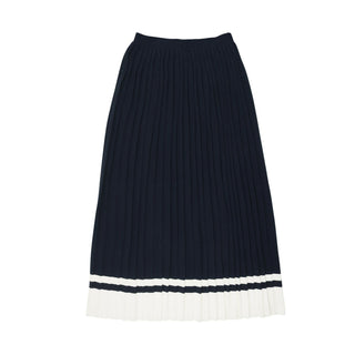 Navy and Ivory Accordian Pleated Skirt