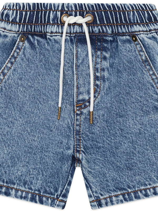 Blue Denim Drawstring Shorts