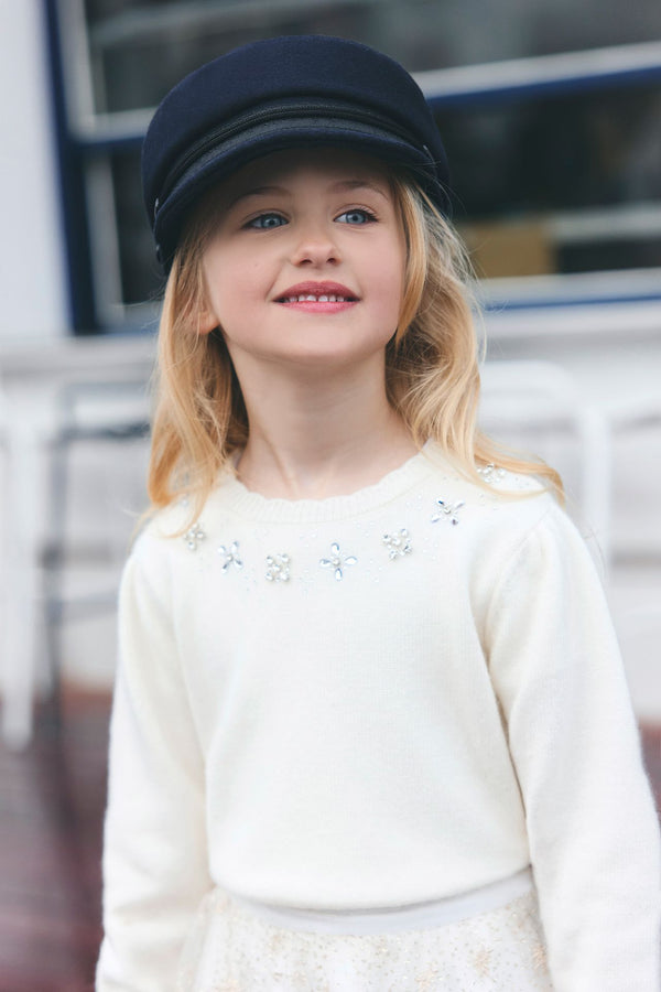 White Rhinestone Embellished Sweater
