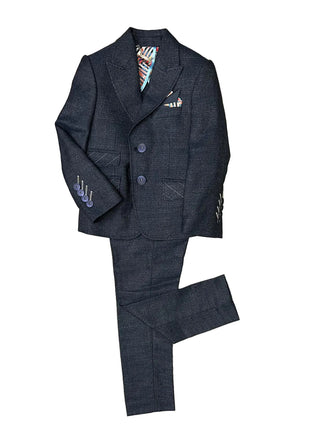 Navy Blue Pattern 2-Button Suit