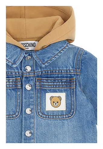 Blue Button Down Hooded Jacket