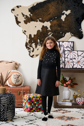 Black Boucle with Pearls Jumper