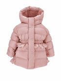 Pink Cinched Puffer Ruffle Jacket