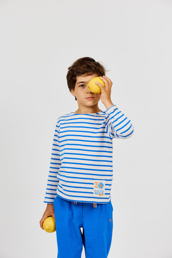 Electric Blue Striped Long Sleeve Tee