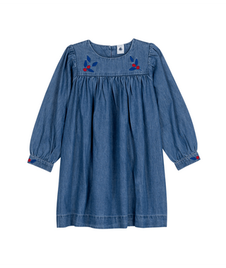 Blue Denim Flower Detail Dress