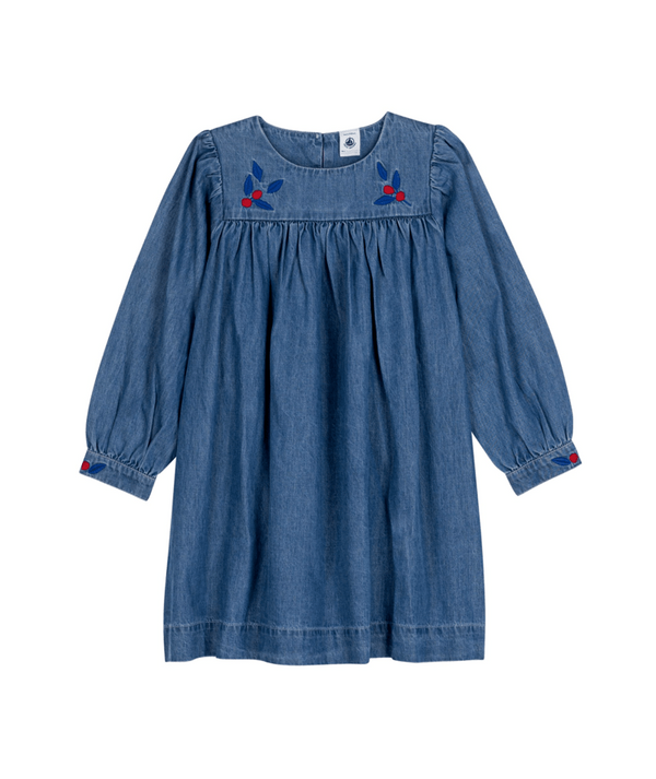 Blue Denim Flower Detail Dress