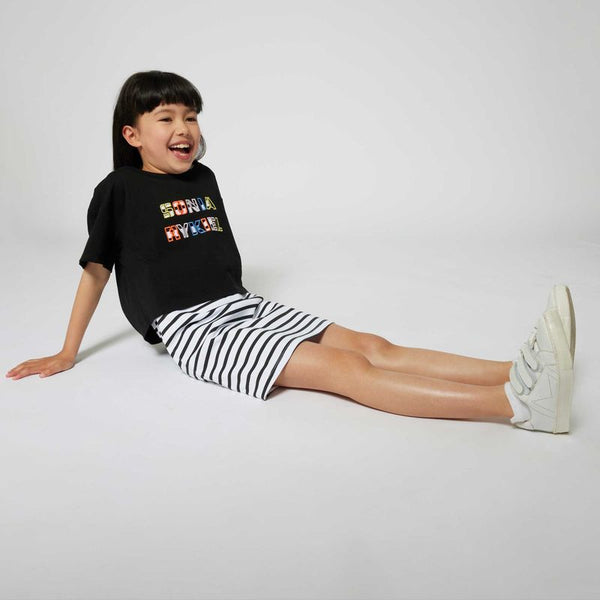 Black 2 in 1 Logo Striped Dress