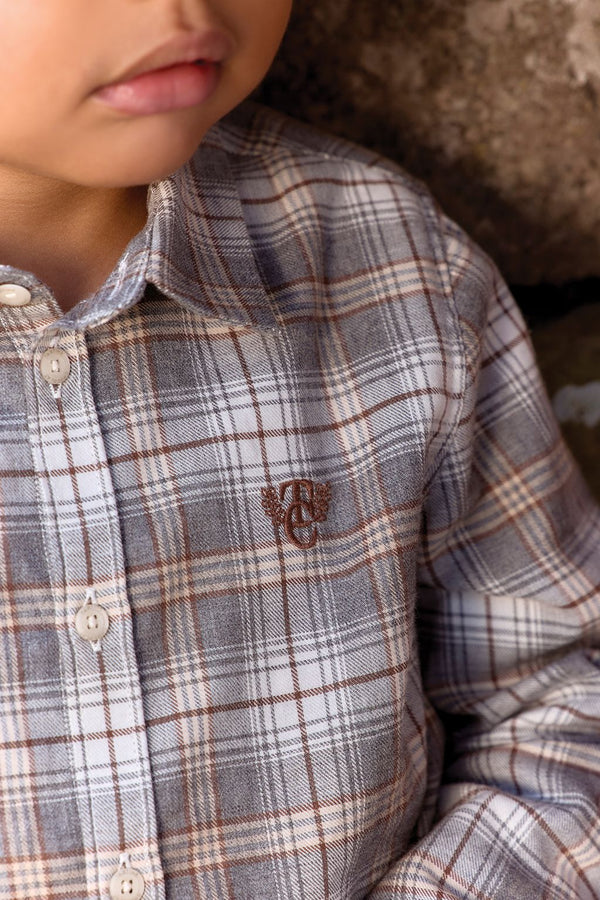 Baby Grey Beige Plaid Shirt