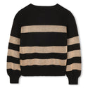 Black Gold Striped Logo Sweater