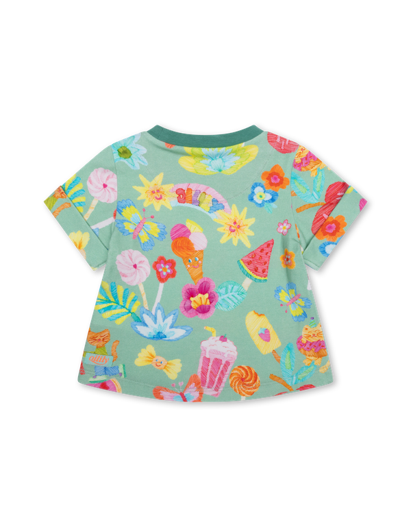 Green Toll Floral and Cake Print Tee