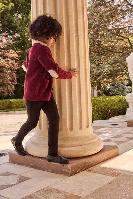 Burgundy Elbow Patch Cardigan