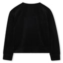 Black Velour Rhinestone Logo Crewneck