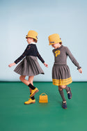 Grey and Yellow Wool Knitted Bow Turtleneck