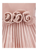 Light Pink Velvet Rose Waist Pleated Dress