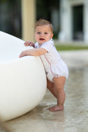 White with Red Scalloped Romper