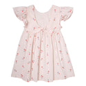 Pale Prink Ruffle Sleeve Cherry Print Dress