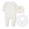 Off White Quilted Bear Footie Gift Set
