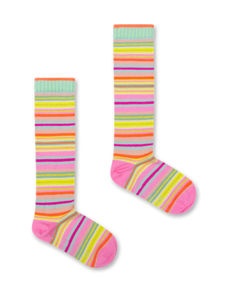 Coral Mirza Multicolored Striped Knee Socks