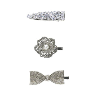 White and Silver Crystal Bijoux Hair Clips