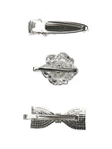 White and Silver Crystal Bijoux Hair Clips