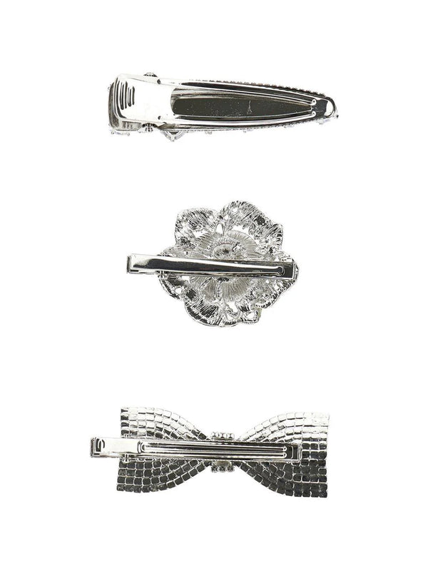 White and Silver Crystal Bijoux Hair Clips