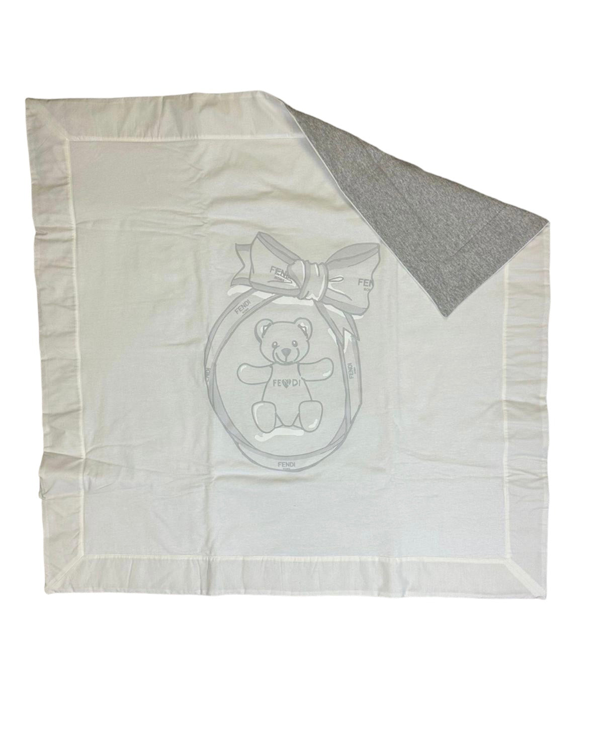 Baby White Blanket with Bear Bow The Red Balloon