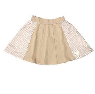 Beige Skirt with Houndtooth Side Pannel