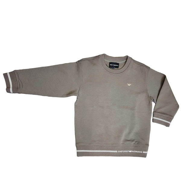 Brown Eagle Patch Sweatshirt with Logo Trim Cuff